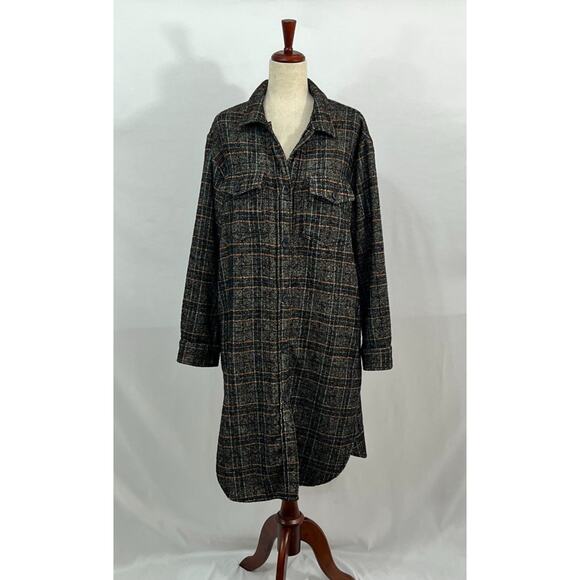 FRANK & EILEEN Sz M Medium Gavin Wool Blend Boucle Plaid Shirt Jacket - Picture 2 of 12